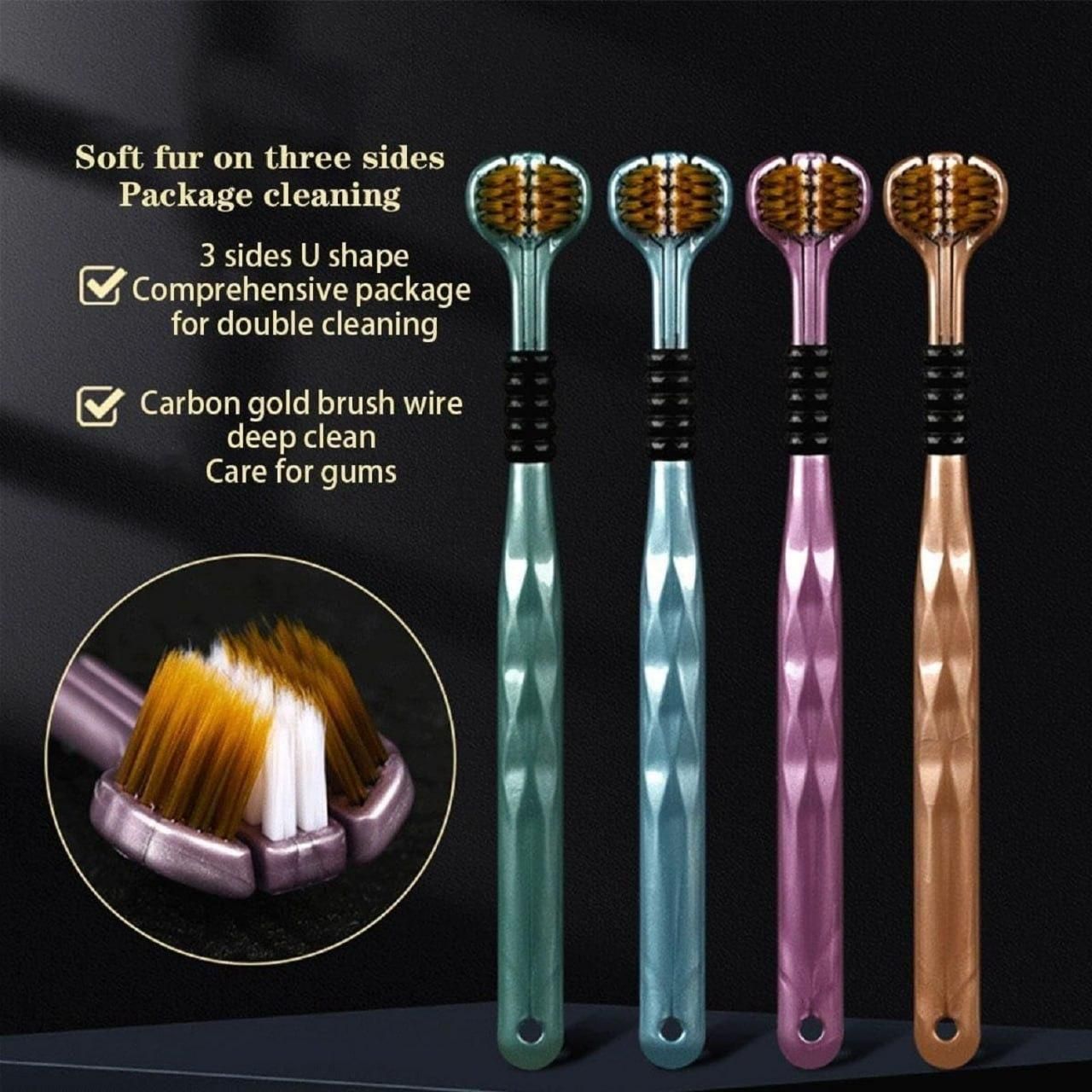 3 Sided Tooth Brush Pack of 2
